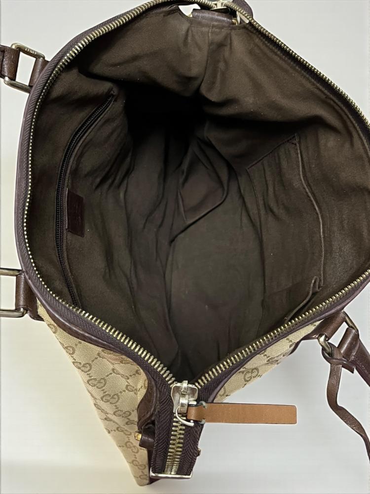 Gucci Beige GG Canvas Tote with Crocodile Leather Detail
