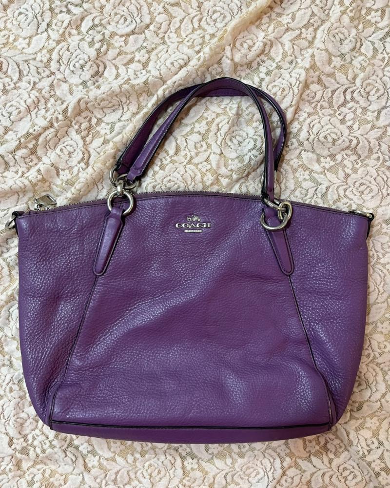 Coach Purple Textured Leather Tote Bag