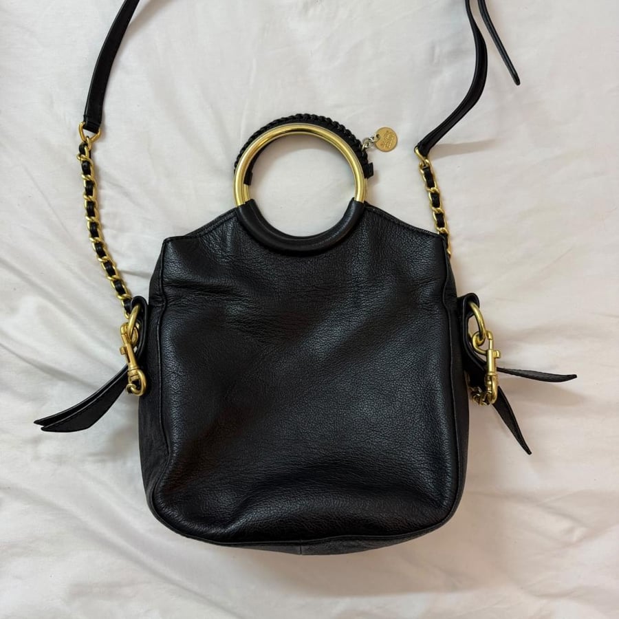 See By Chloé Black Leather Ring Handle Bucket Bag