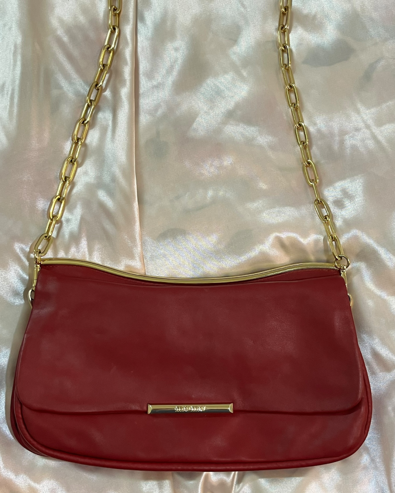 Miu miu Red Leather Gold Chain Shoulder Bag