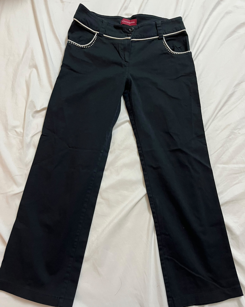 Dolce & Gabbana Black Pants with White Piping - Size S- M
