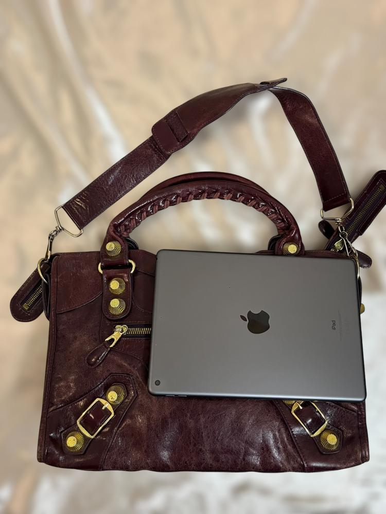 Balenciaga Burgundy Leather City Bag