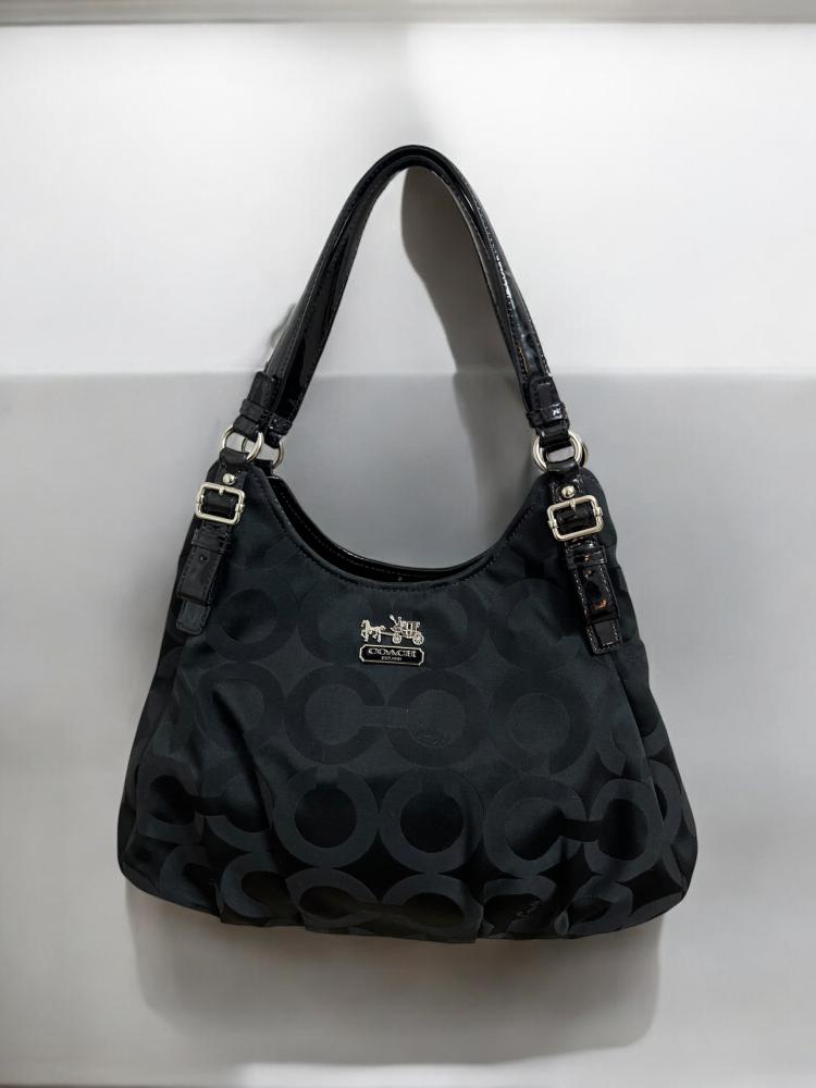 COACH 16505 Madison MAGGIE Black Op Art Hobo Handbag