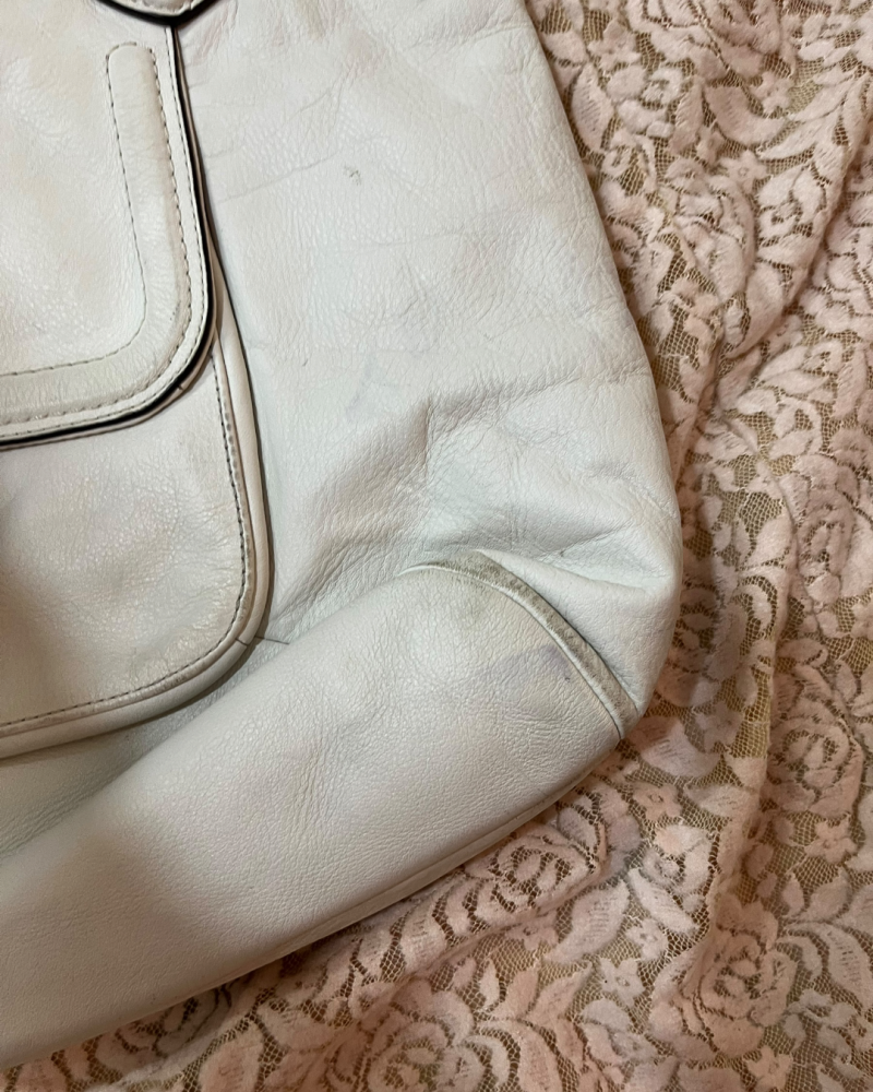 Coach Off-White Leather Buckled Shoulder Bag