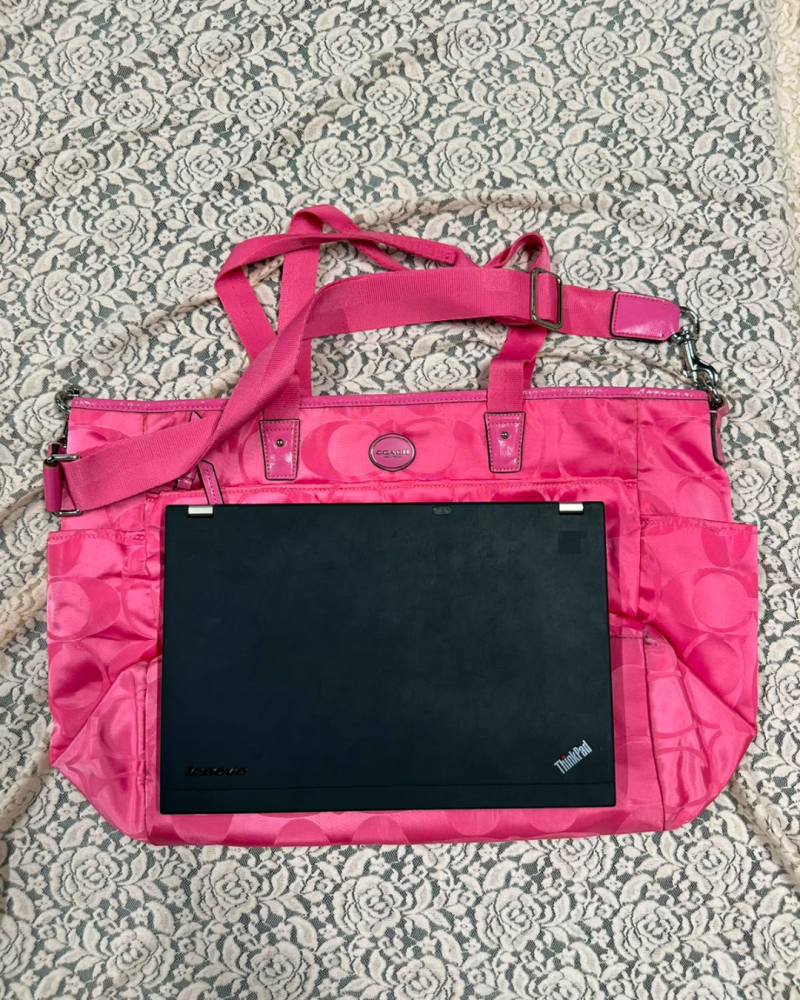 Coach Signature Tote Bag — Bright Pink