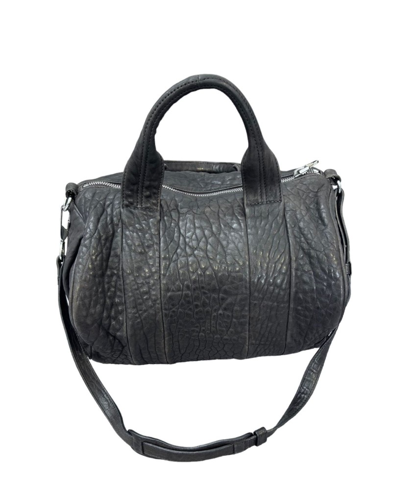 Alexander Wang Black Pebbled Leather Rocco Duffle Bag