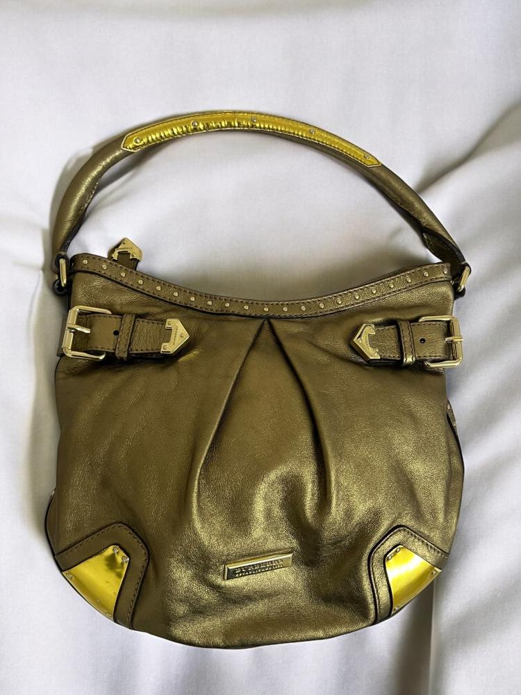 Burberry Gold Leather Hartley Hobo