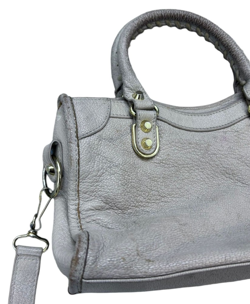 Balenciaga Grey Grey Mini Classic Metallic Edge City Tote bag
