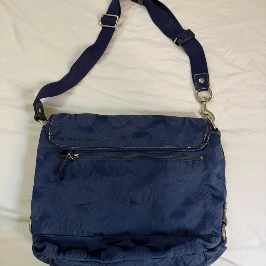 Coach Blue Signature Canvas Messenger Flap Bag