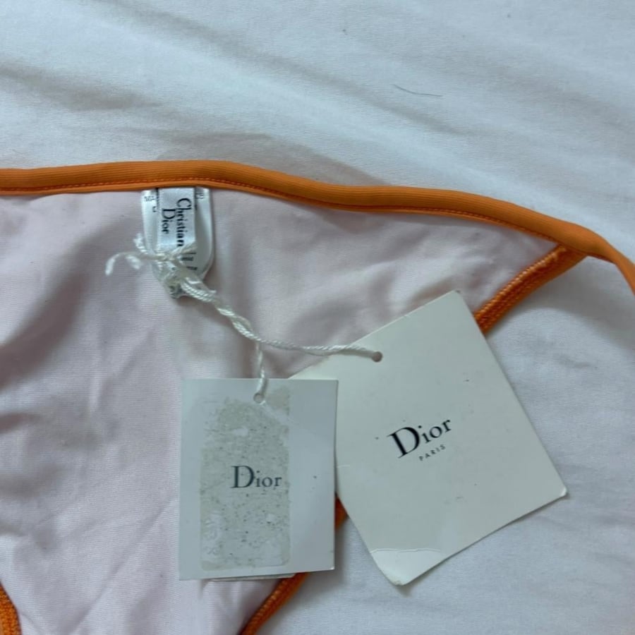 Christian Dior Orange Embroidered Knotted Bikini Bottom - Size 40- M