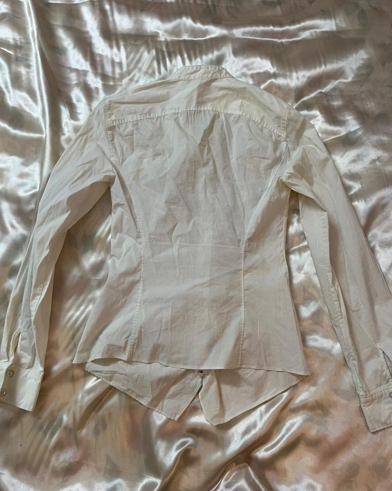 Armani Exchange White Ruffled Long Sleeve Shirt - Size S