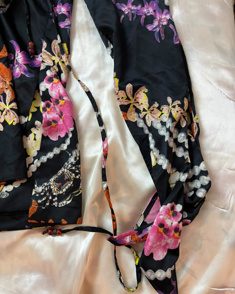 Just Cavalli Floral Print Ruffled Wrap Top - Size 42