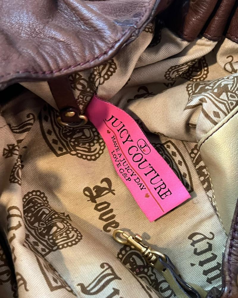 Juicy Couture Chocolate Brown Pebbled Leather Hobo Bag