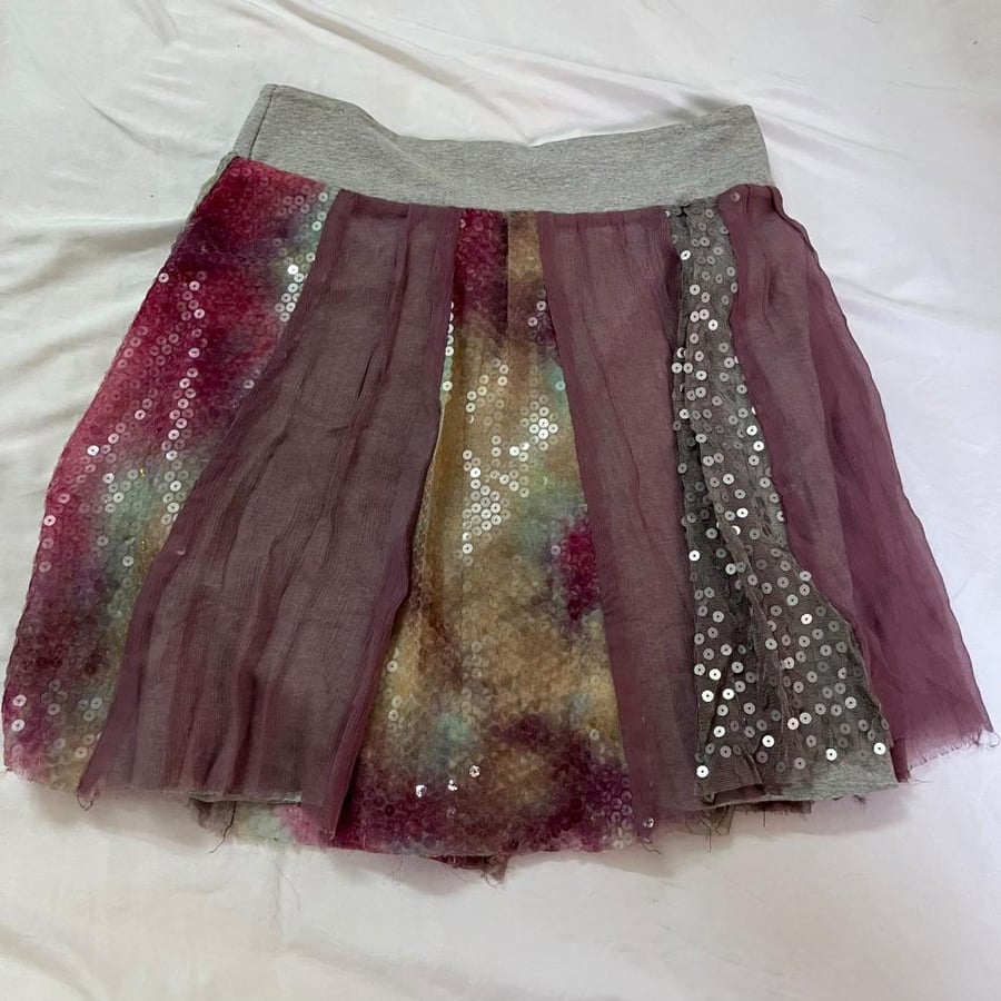 Cyberg Wear Purple Chiffon and Sequin Layered Skirt - Size M