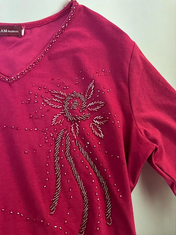 Dream Fashion Pink Long Sleeve Sequin Top