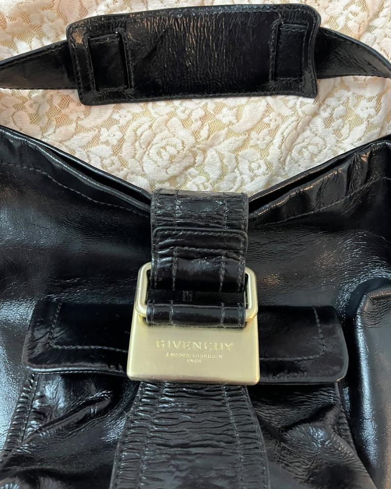Givenchy Black Crinkled Leather Pocket Bag