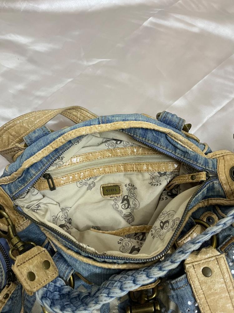 Guess Blue Denim and Leather Tote Bag