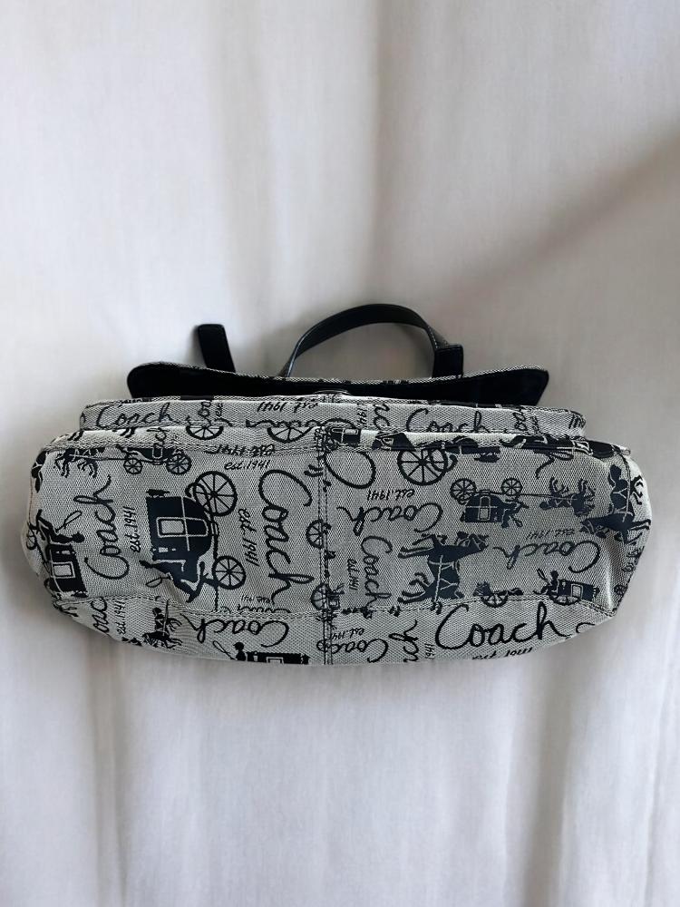 Coach F14035 Chelsea Horse And Carriage Satchel Double Handle Purse Black CanvasCoach