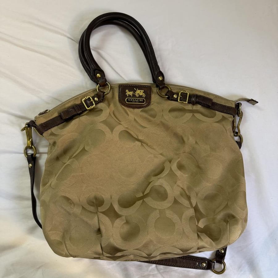 Coach Beige Monogrammed Satchel Bag