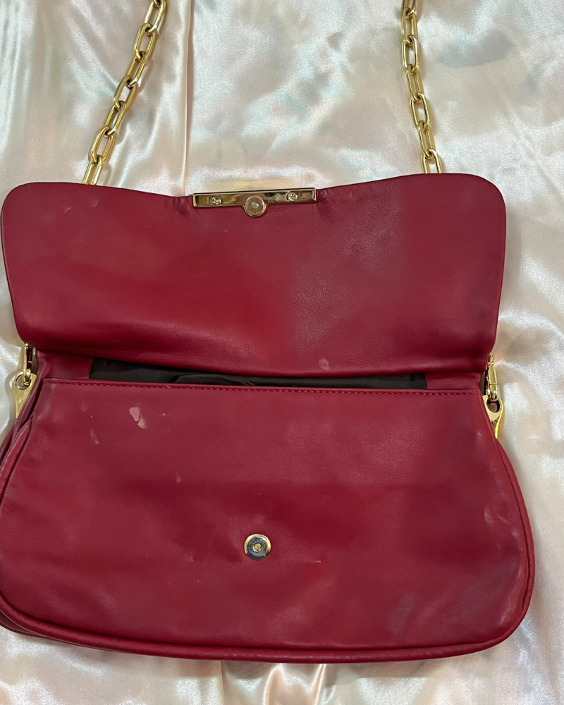 Miu miu Red Leather Gold Chain Shoulder Bag