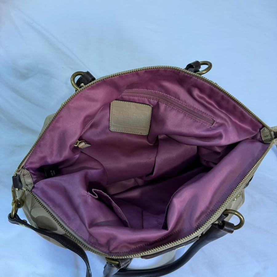 Coach Beige Monogrammed Satchel Bag
