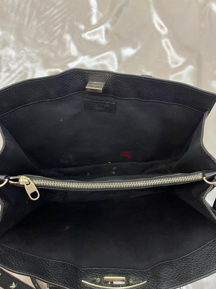 RED Valentino Black Leather Studded Star Tote Bag