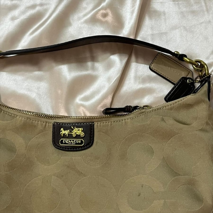 Coach Beige Monogrammed Hobo Bag