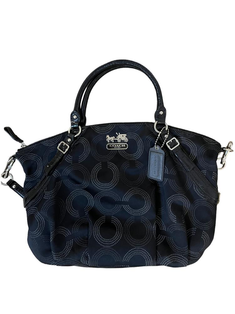 Coach Black Signature Fabric Top Handle Bag