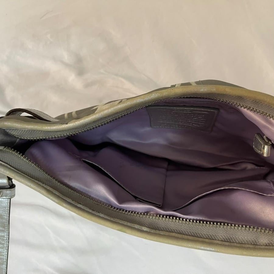 Coach Grey Monogram Crossbody Bag with Silver Trim