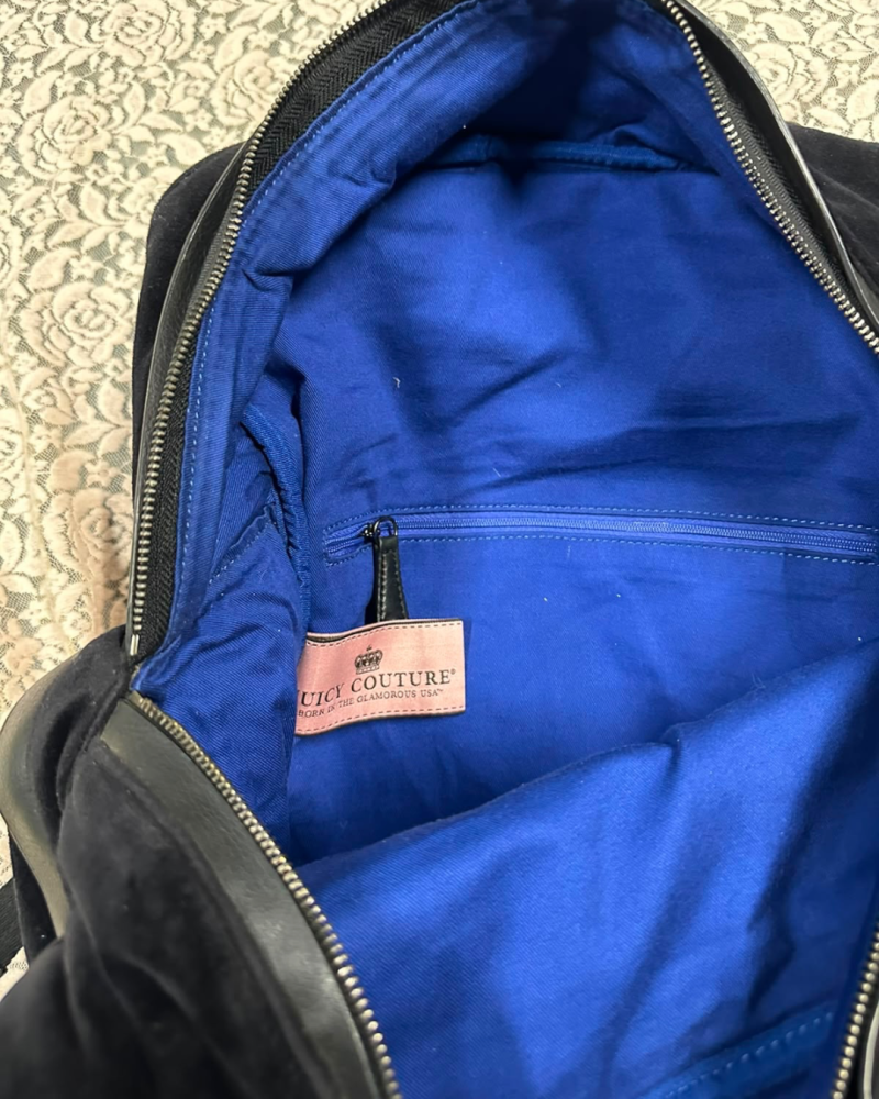 Juicy Couture Velour Travel Bag / Backpack — Black