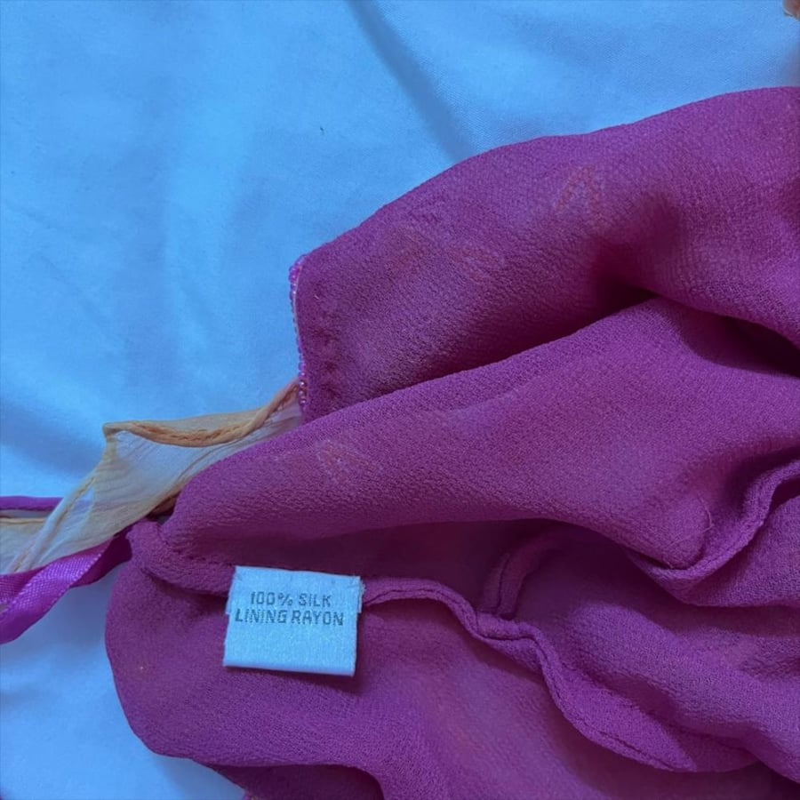 Aftershock Pink and Orange Ruffled Silk Beaded Cami Top -  size. S