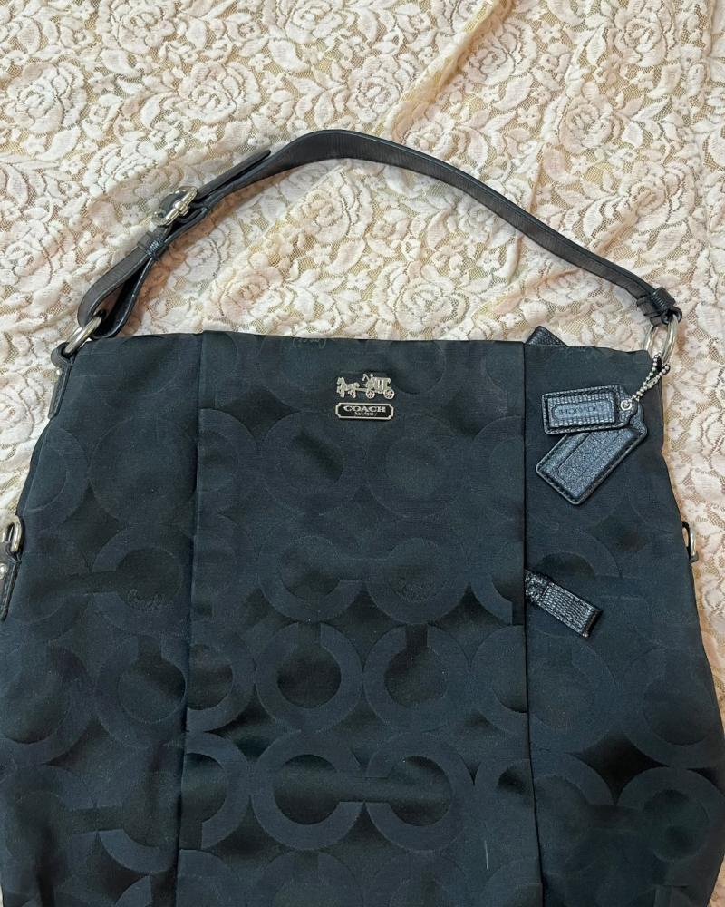 Coach Black Monogram Canvas Shoulder Bag