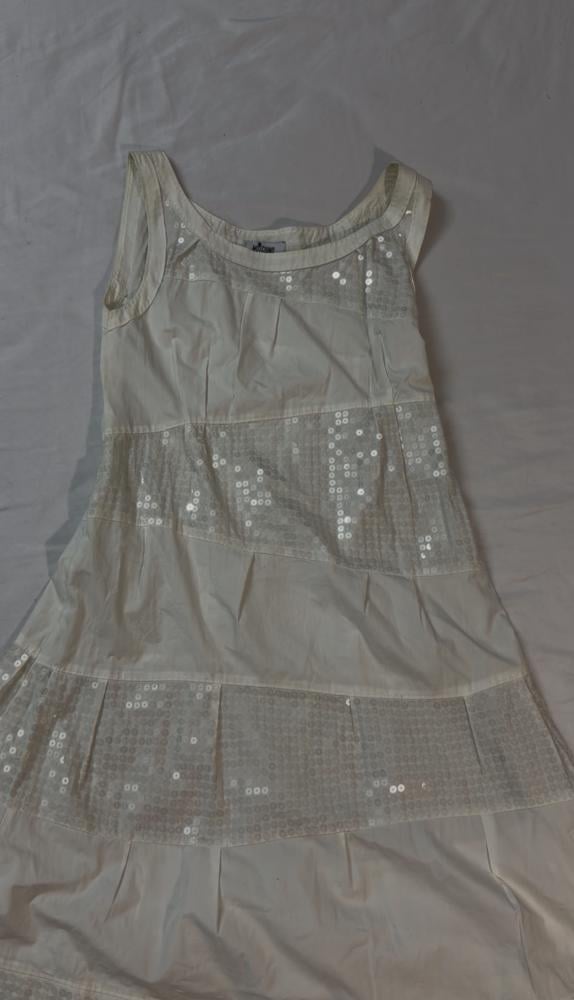 Moschino Off-White Sequin Embellished Tiered Tank dress -size M -