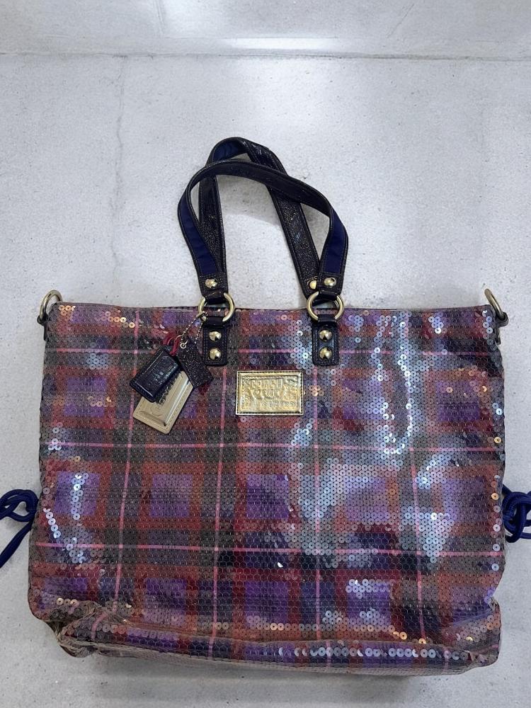 NWT COACH 15890 Multi Sequin Tartan Spotlight Crossbody Swing Bag Purse