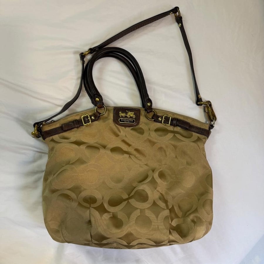 Coach Beige Monogrammed Satchel Bag