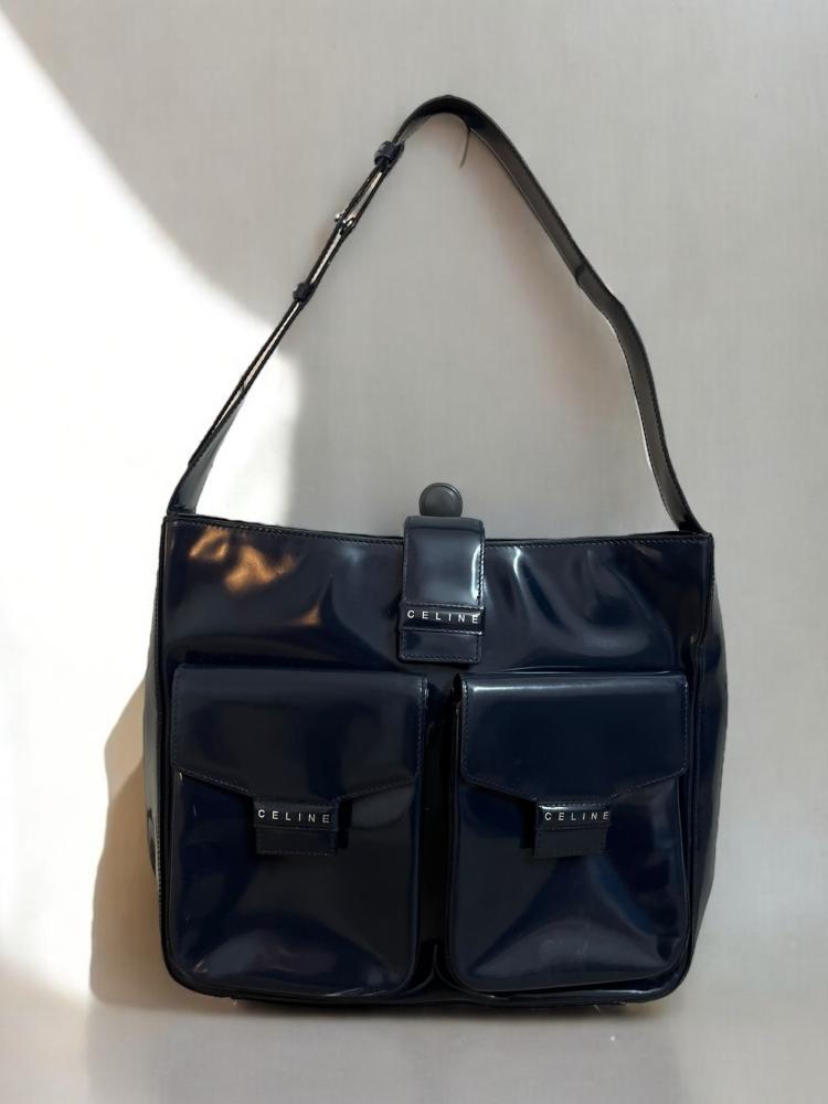 Celine Navy Patent Leather Handbag