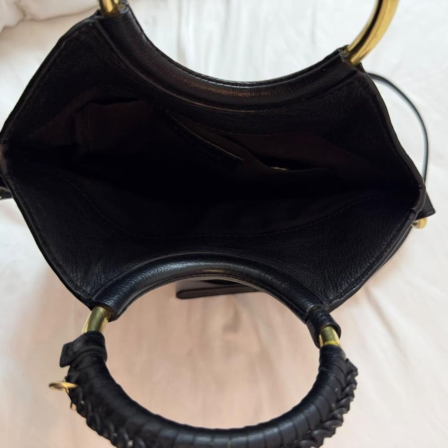 See By Chloé Black Leather Ring Handle Bucket Bag