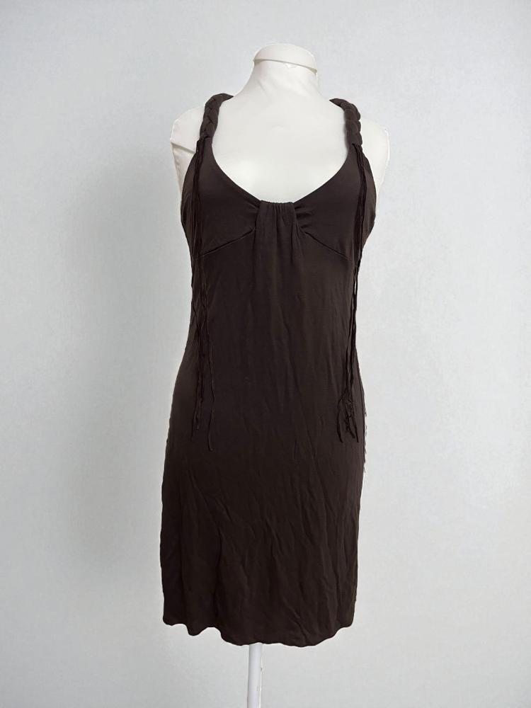 MNG brown midi dress ,size : S