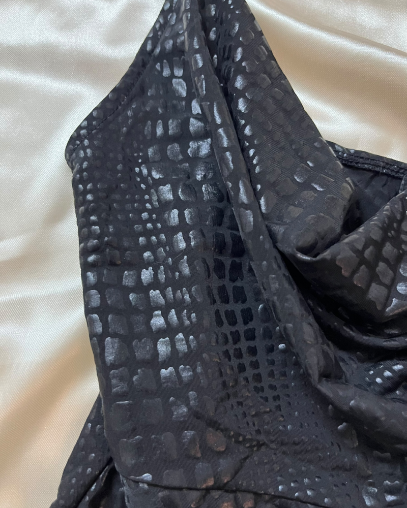 MNG Black Mock-Croc Textured Cami Top - Size M (EUR/UK) / Size S (US)