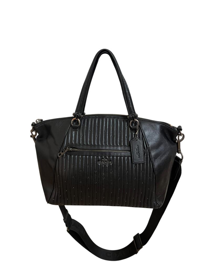 Coach Black Quilted Leather Studded Prairie Satchel