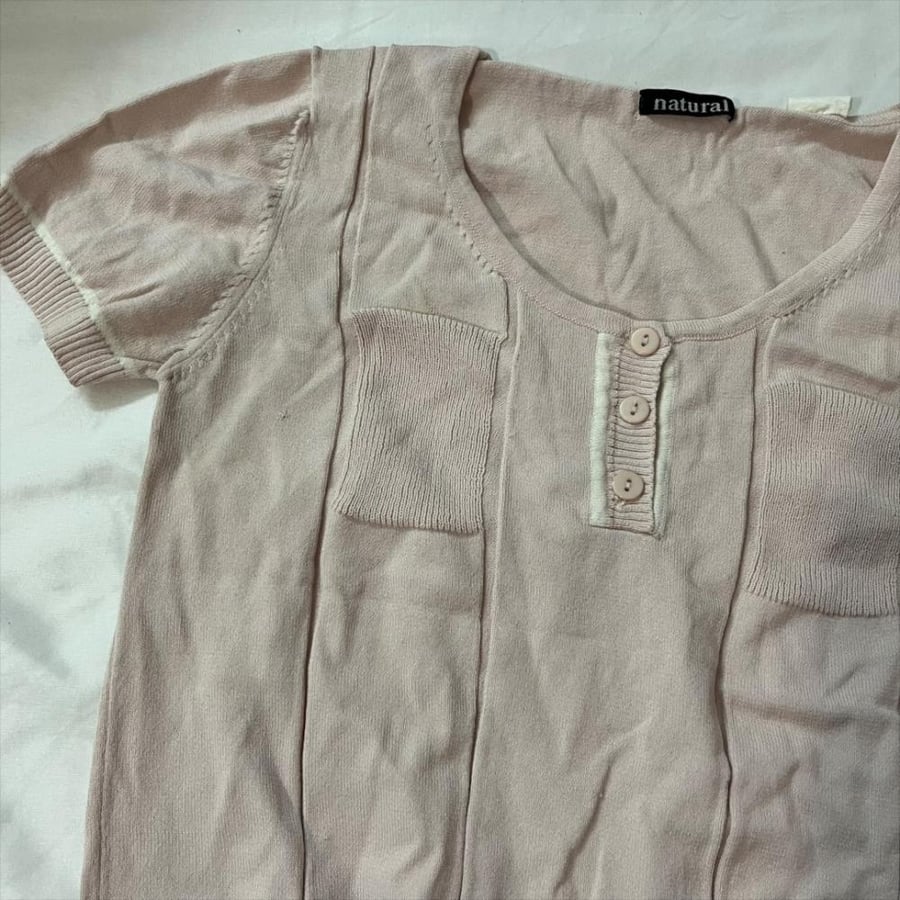 Natural Pink Short Sleeve Knit top -S