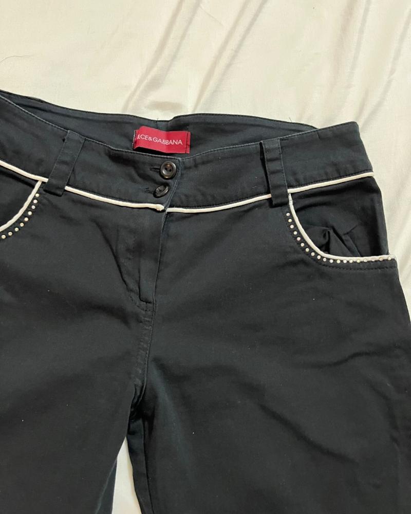 Dolce & Gabbana Black Pants with White Piping - Size S- M