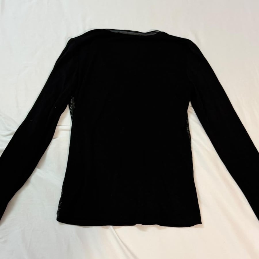 BGN Studio Black Sequin Long Sleeve V-Neck Top - Size M
