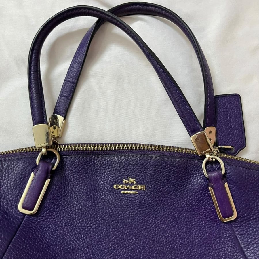 Coach Purple Leather Tote Bag