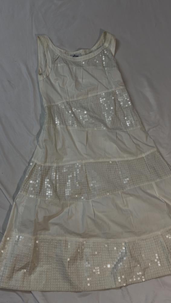 Moschino Off-White Sequin Embellished Tiered Tank dress -size M -