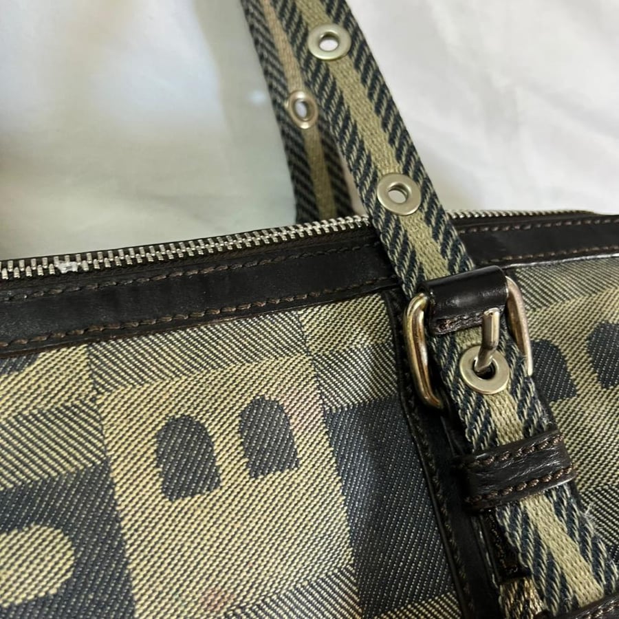 Bally Monogram Canvas & Leather Barrel Shoulder Bag