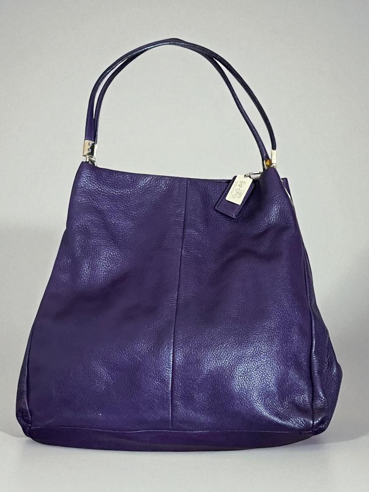 COACH Purple Leather Zipper & Magnetic Close Hobo Shoulder Bag w Purple Interior