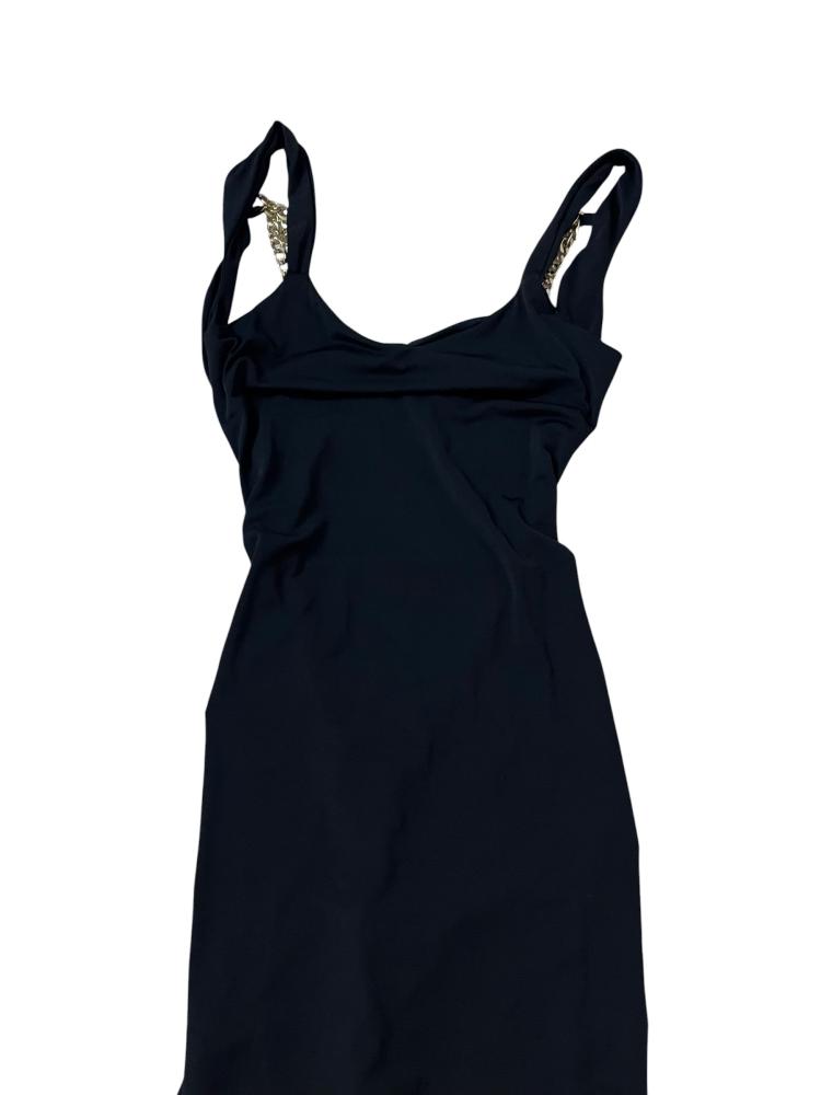 Big Fashion Istanbul Black Backless Evening Dress with Chain Detail - Size M