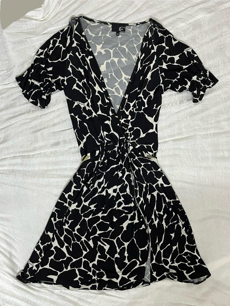 Roberto Cavalli Black and White Giraffe Print Dress - Size 44