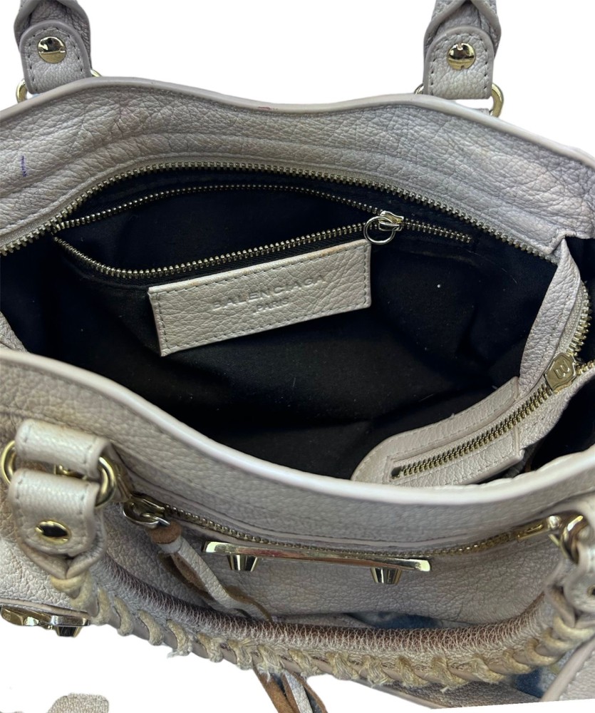 Balenciaga Grey Grey Mini Classic Metallic Edge City Tote bag